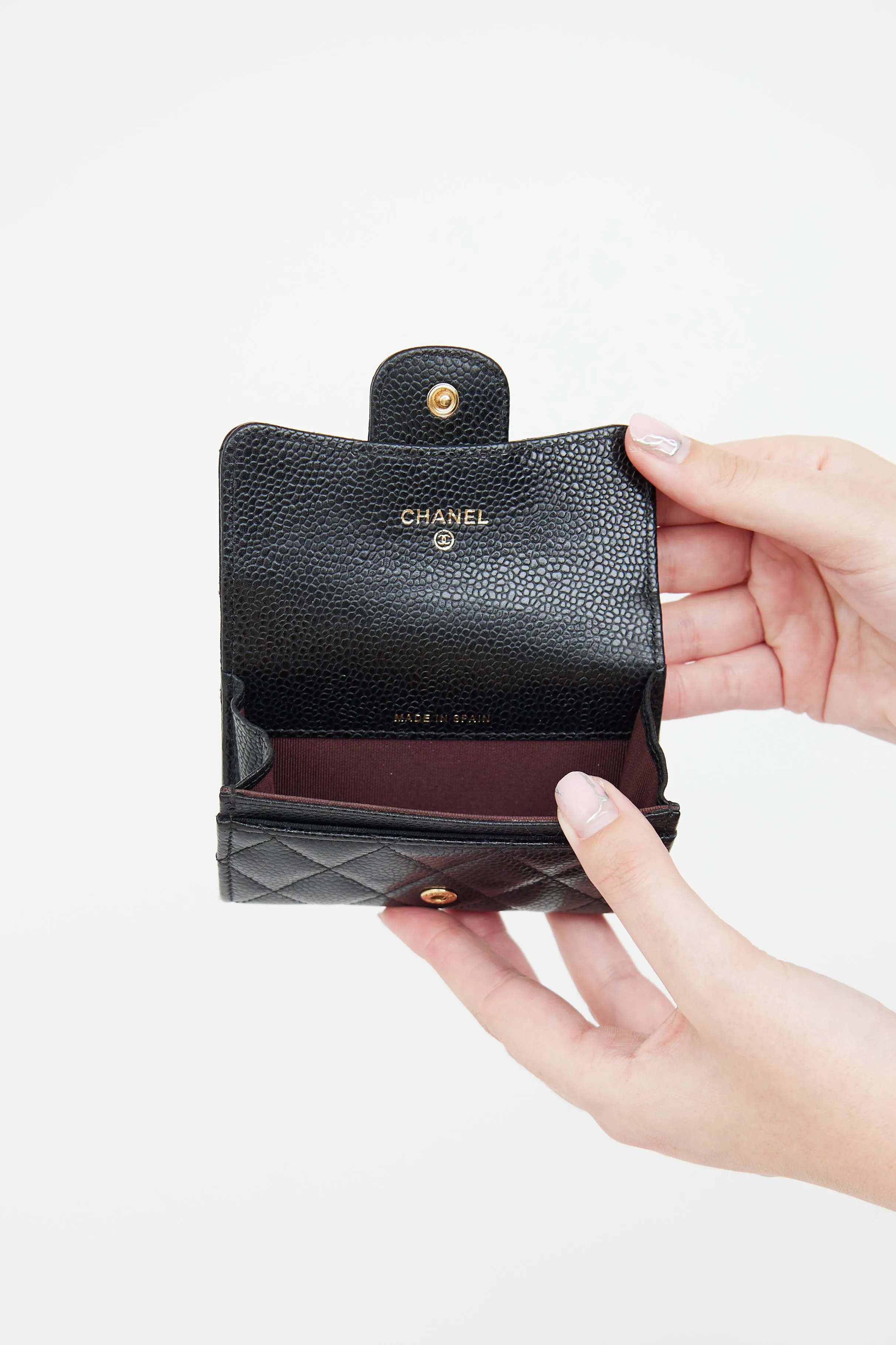 2017 Black Leather Small Flap Wallet