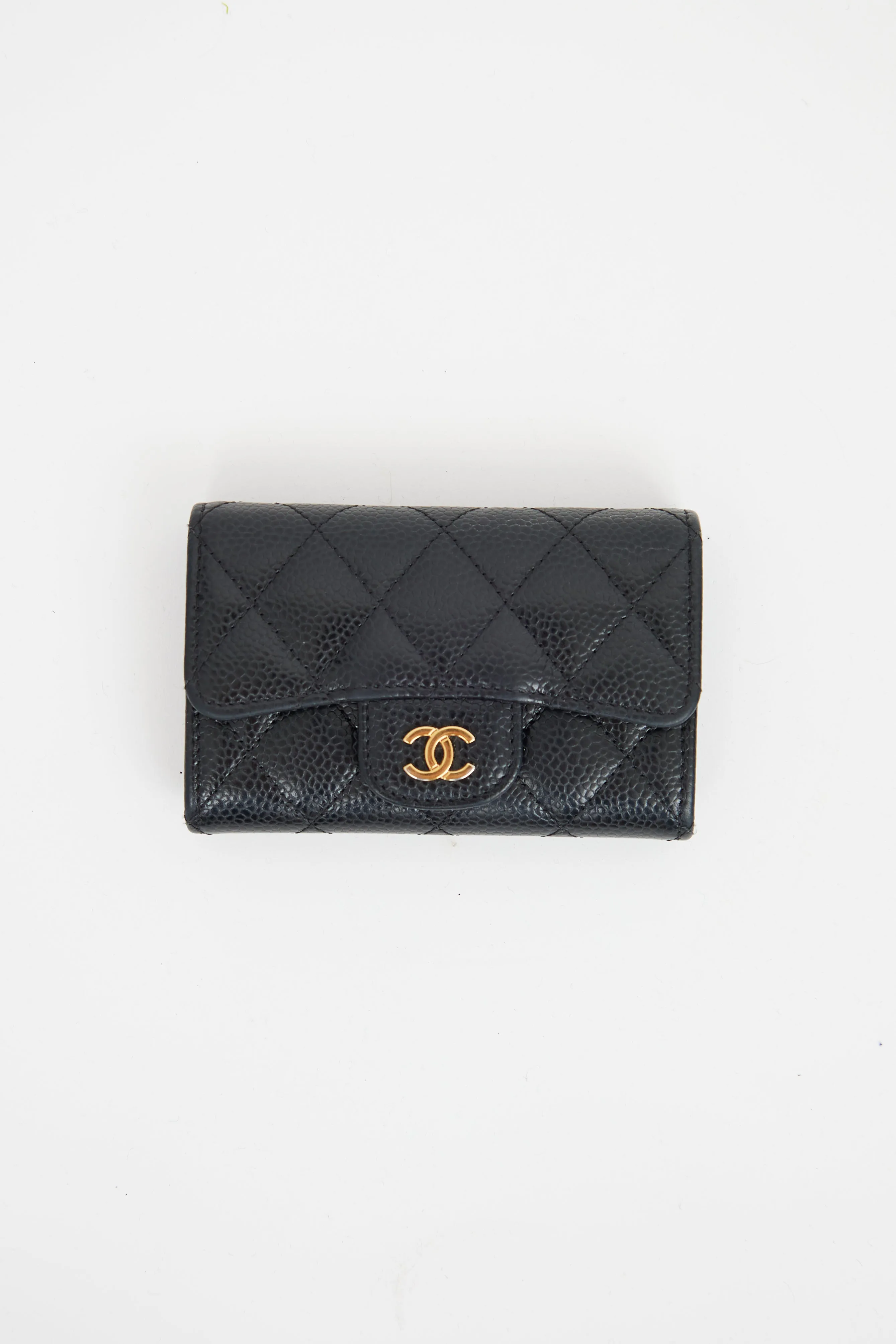 2017 Black Leather Small Flap Wallet