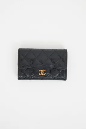 2017 Black Leather Small Flap Wallet