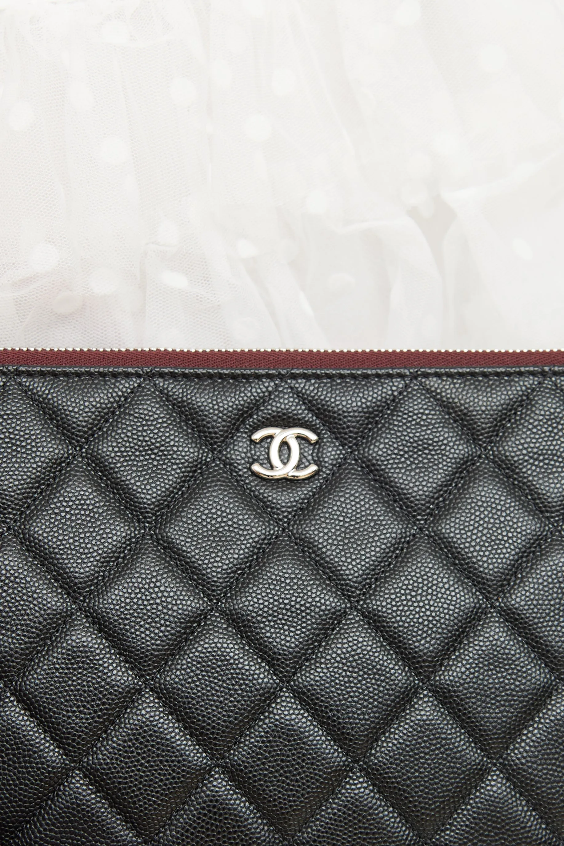 2022 Black Quilted Caviar Medium O Case Pouch