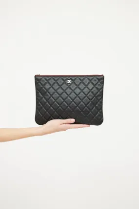 2022 Black Quilted Caviar Medium O Case Pouch