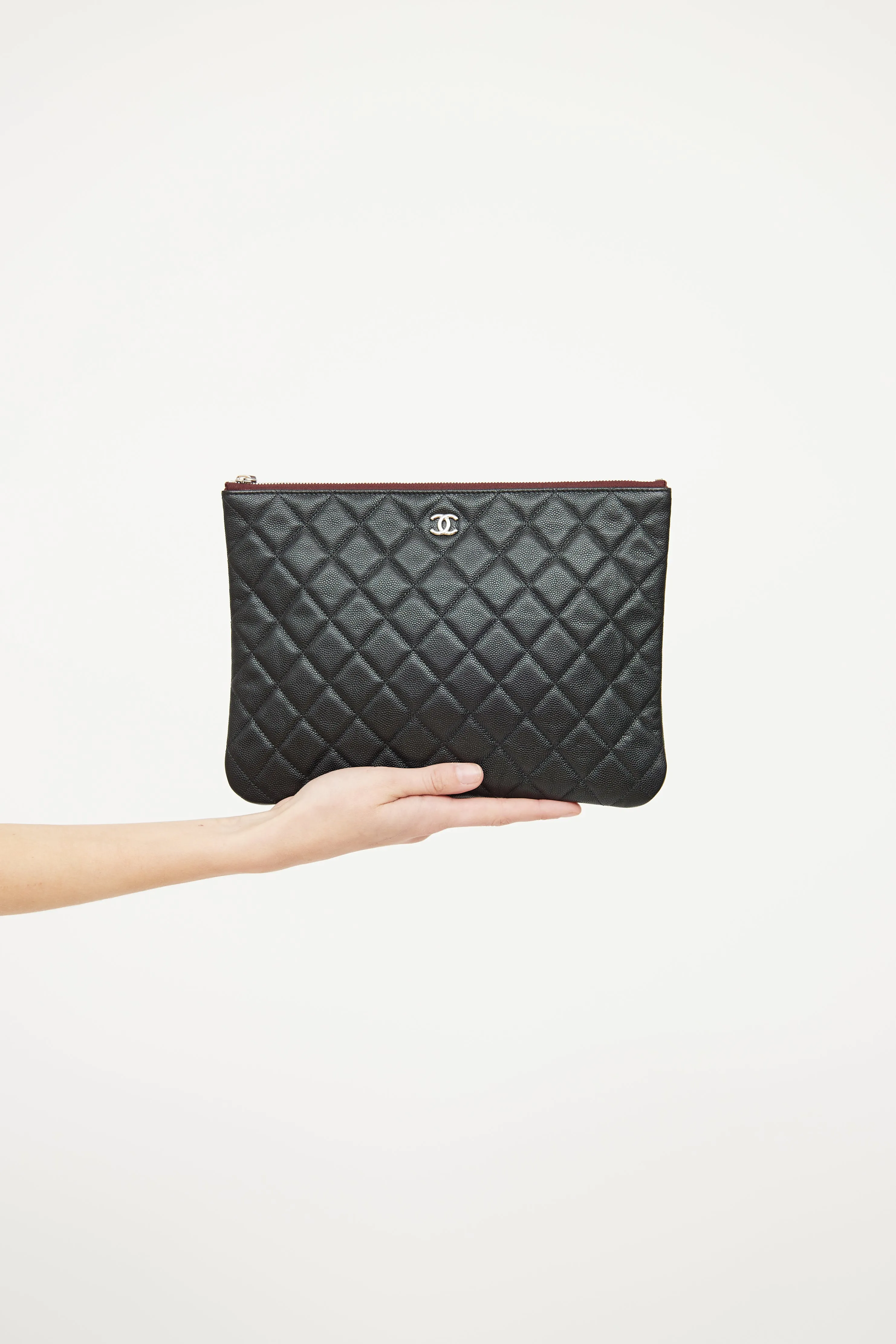 2022 Black Quilted Caviar Medium O Case Pouch
