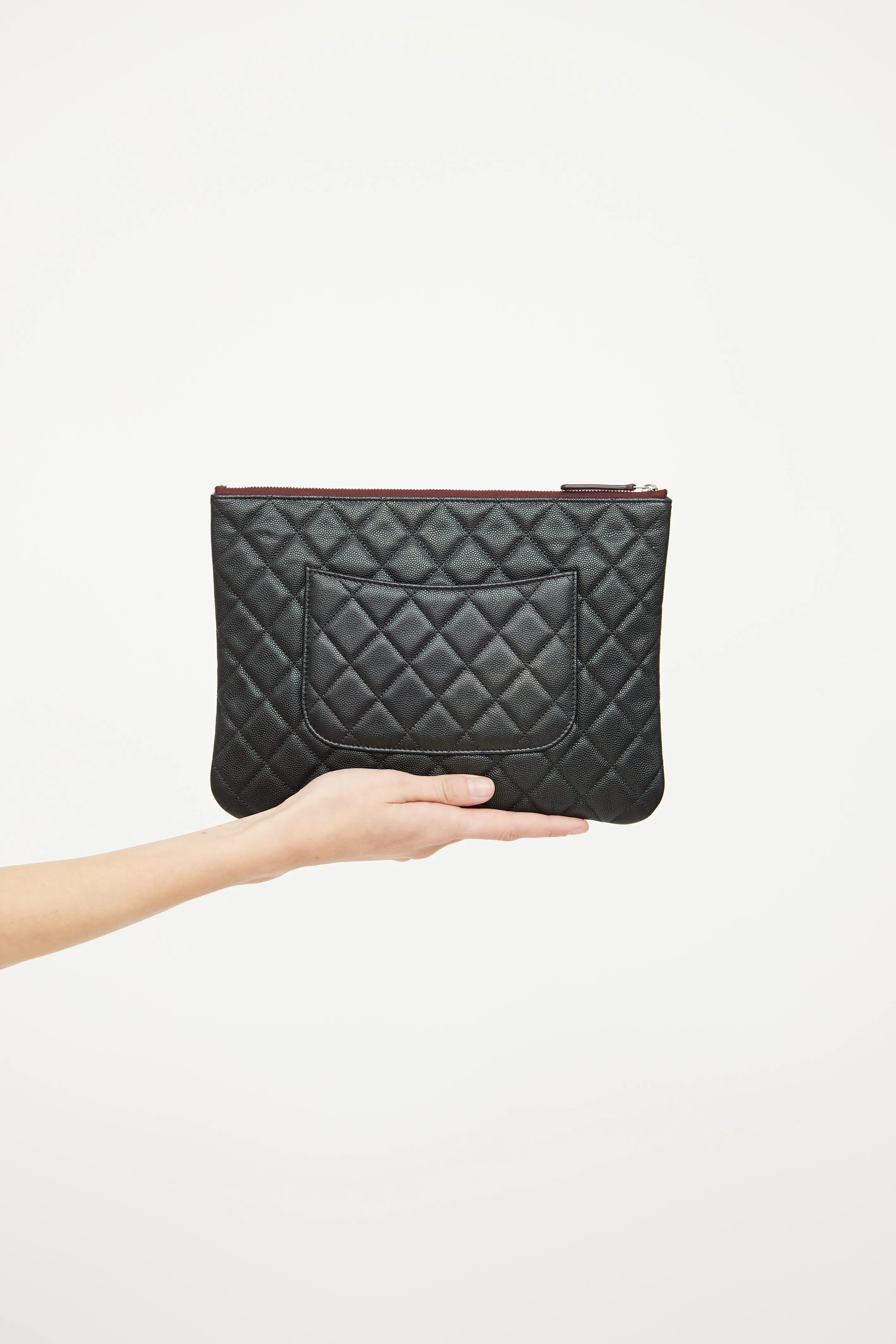 2022 Black Quilted Caviar Medium O Case Pouch