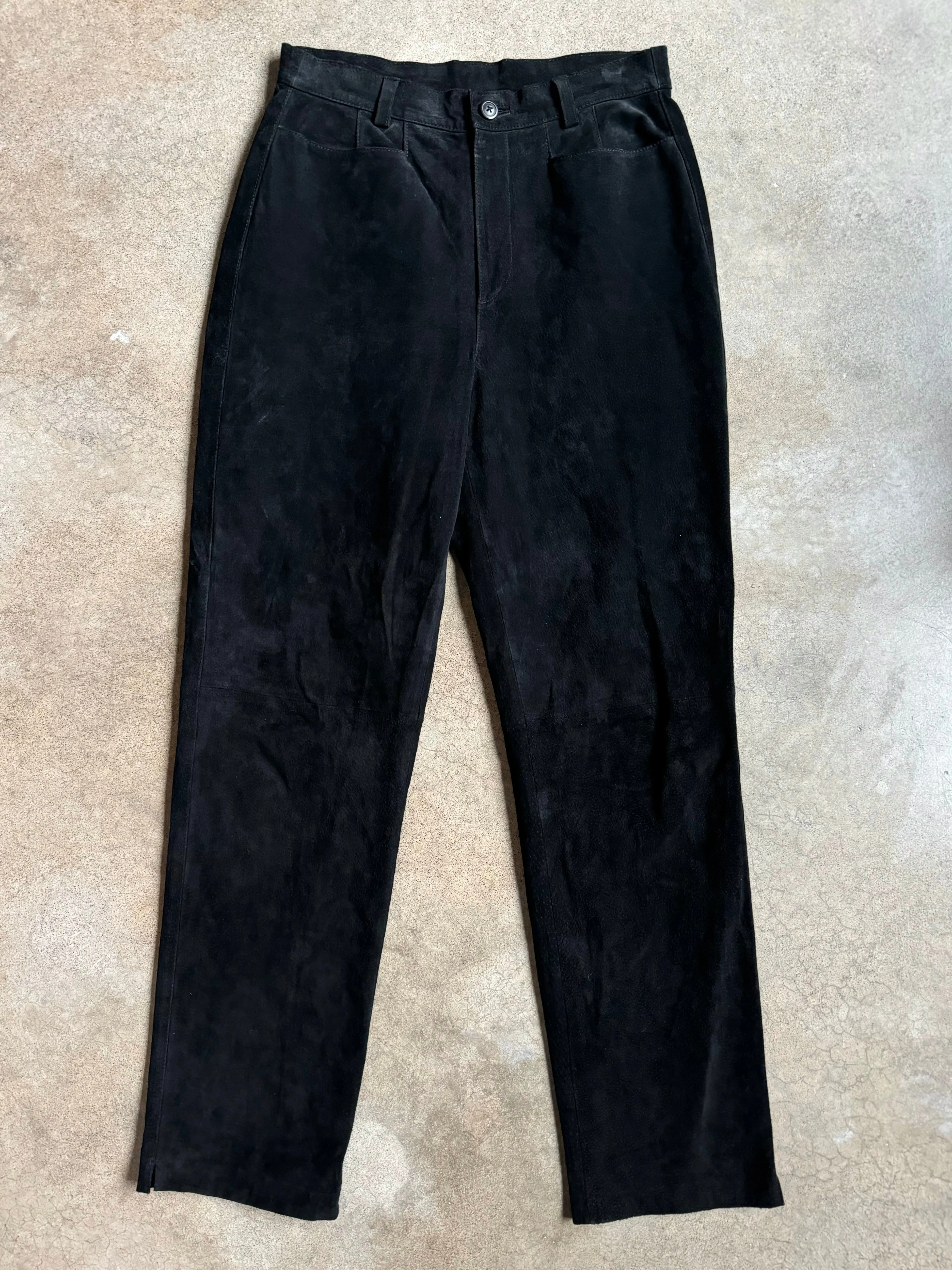 90s Vintage Sonoma Black High Waisted Suede Pants (W29")