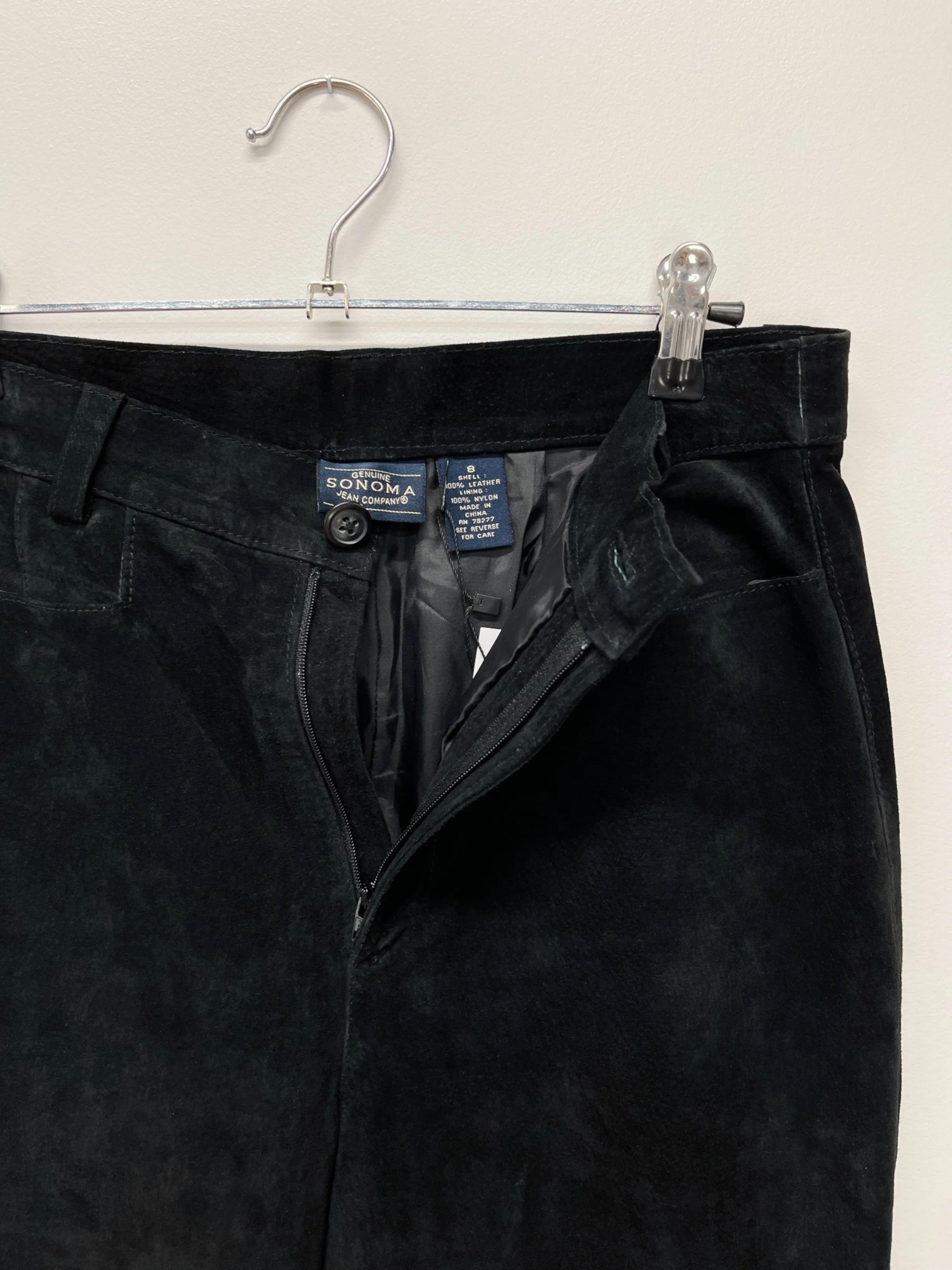 90s Vintage Sonoma Black High Waisted Suede Pants (W29")