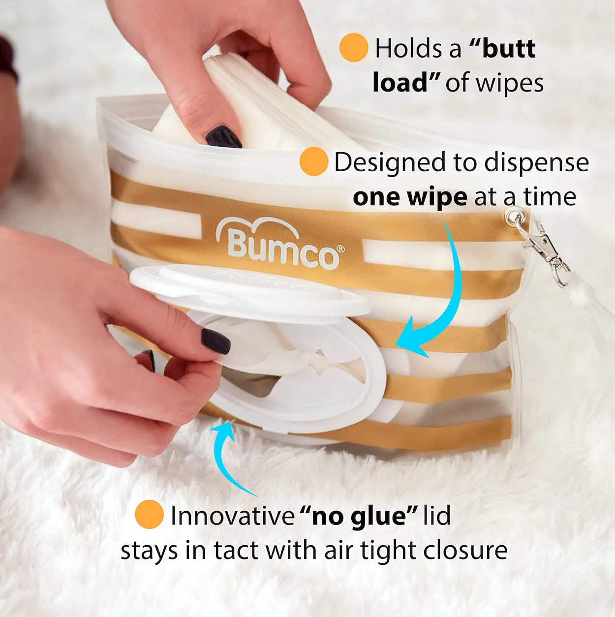 Bumco Airtight Wipes Dispenser (Gold Stripe)