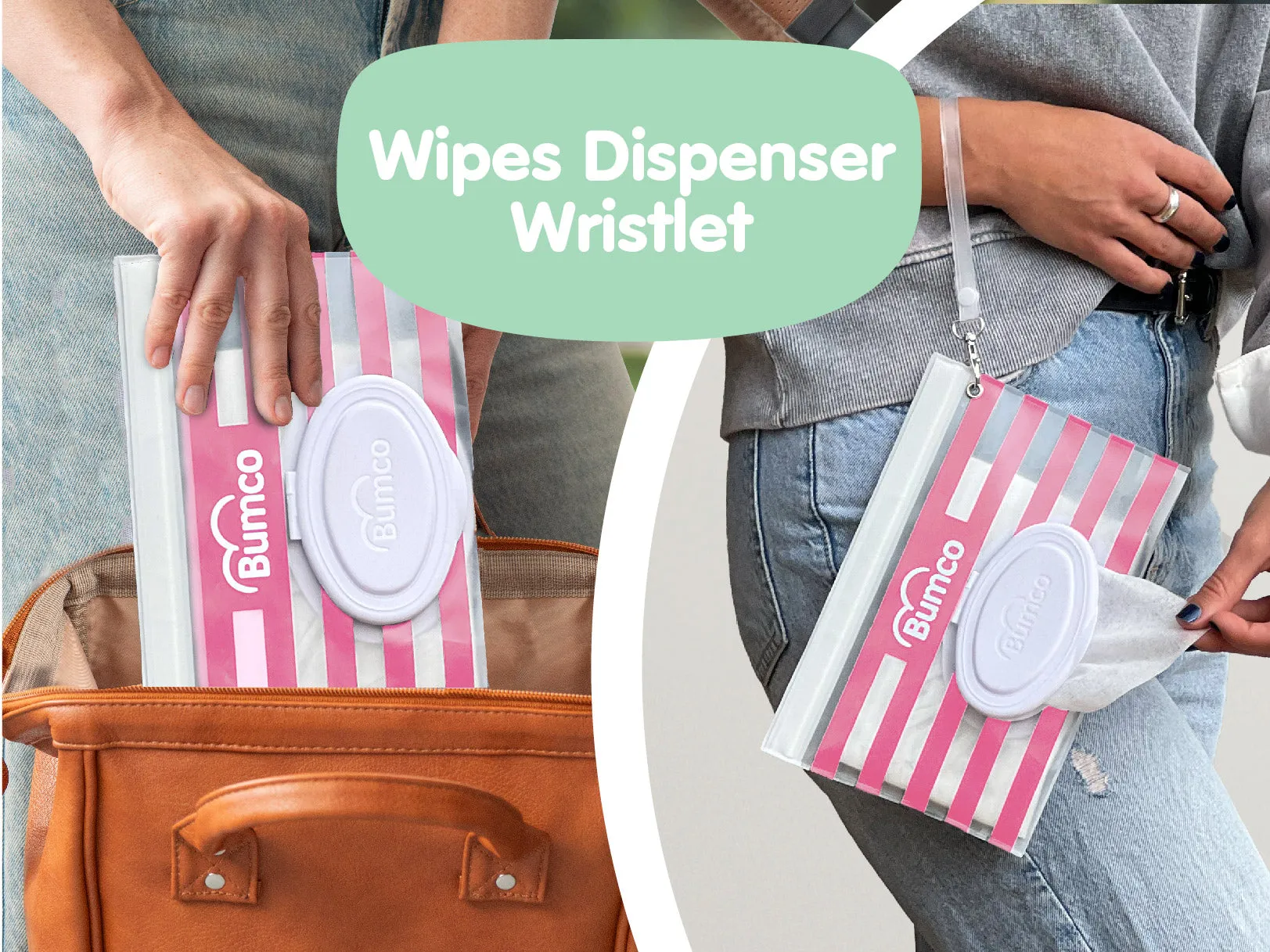 Bumco Airtight Wipes Dispenser (Pink Stripe)