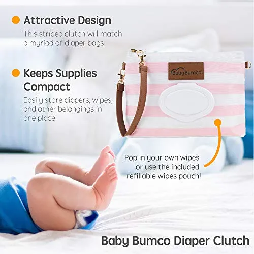 Bumco Diaper Clutch & Mini Baby Bum Brush Bundle (Pink/Gray)