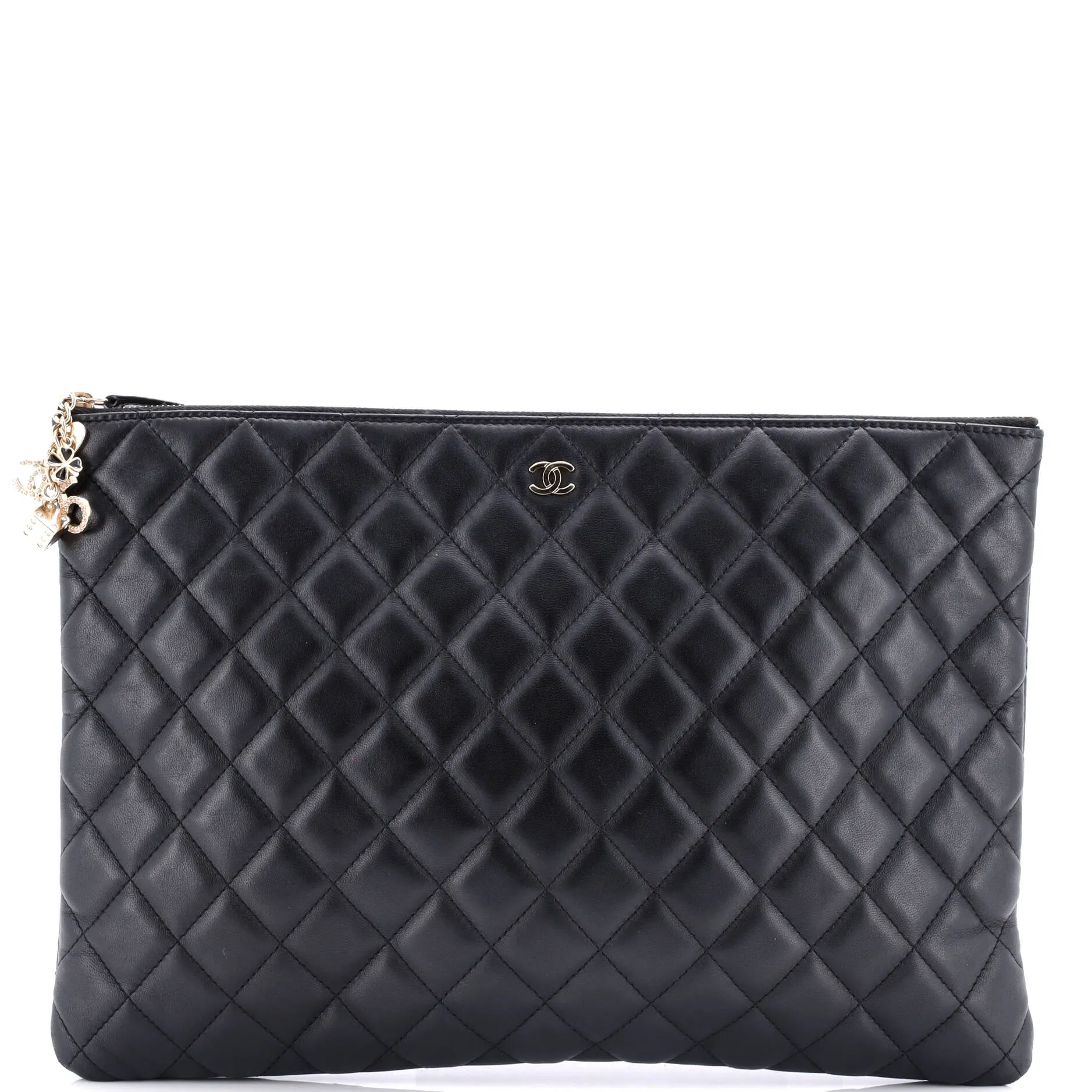 CC Casino O Case Clutch Quilted Lambskin Large