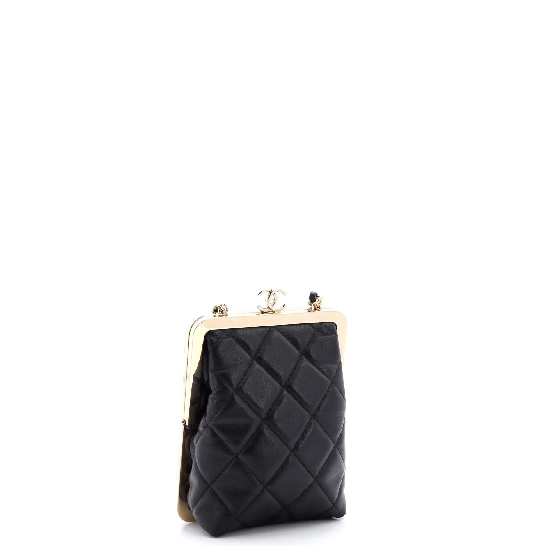 CC Frame Clutch with Chain Quilted Lambskin and Plexiglass
