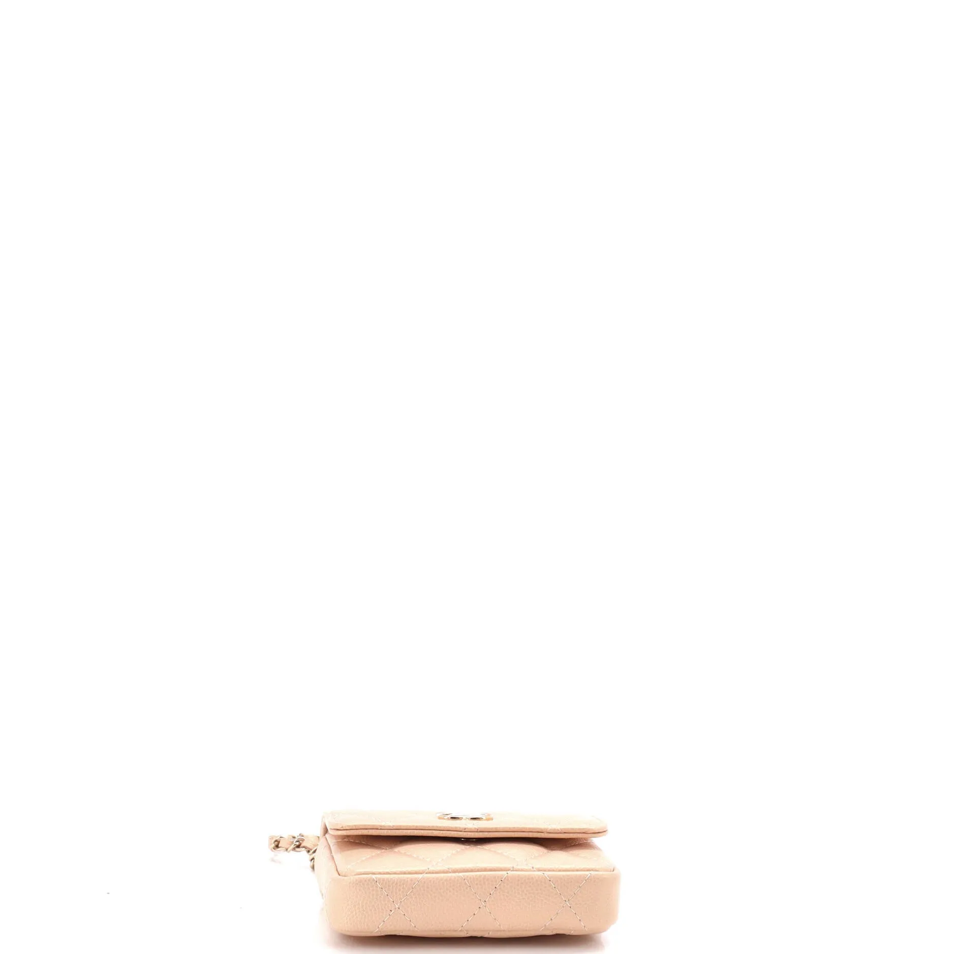 CC Pearl Coin Card Holder with Chain Quilted Caviar