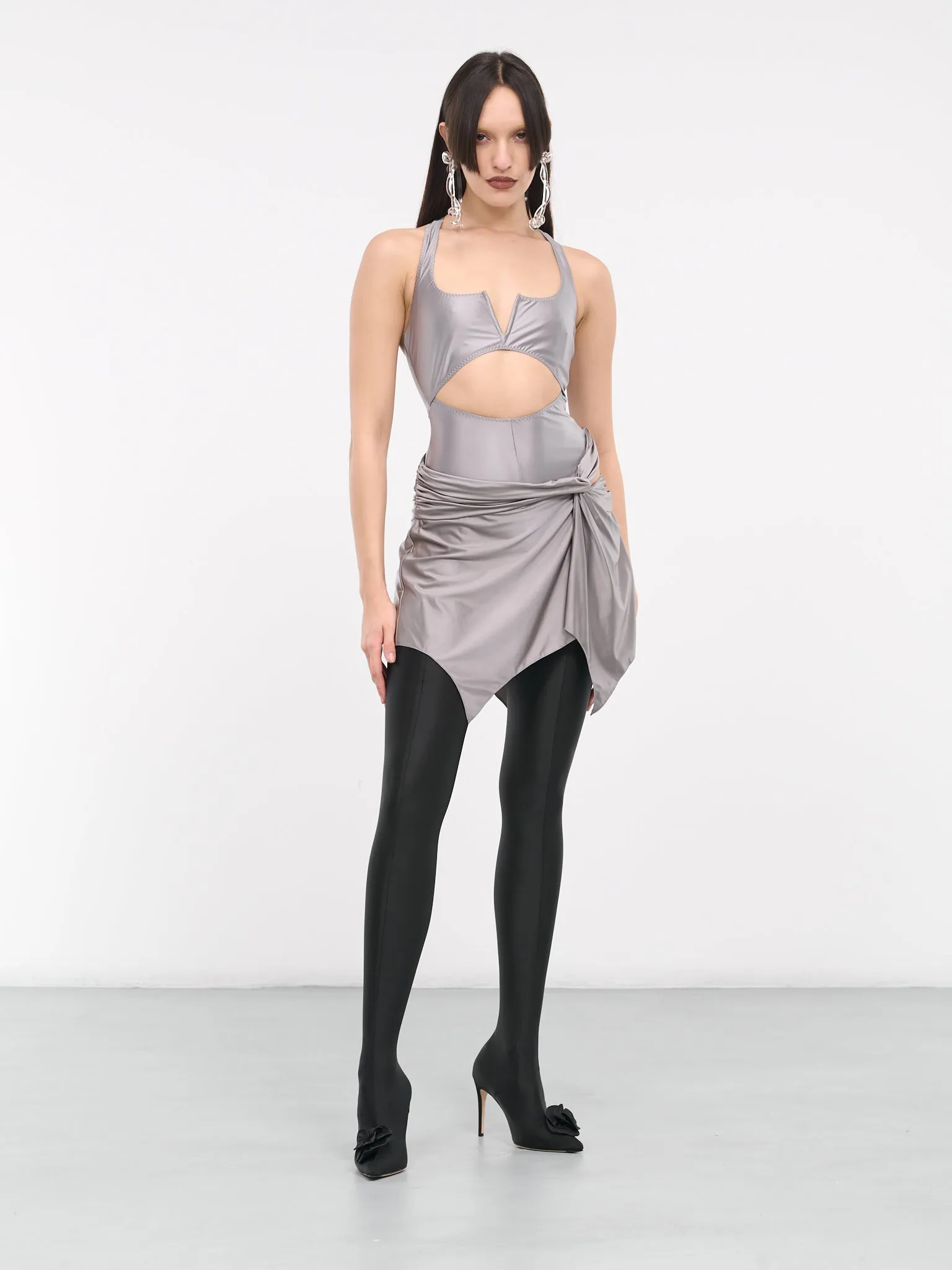 Draped Mini Skirt (VEPY35031A-VYE071-PASTEL-GREY)