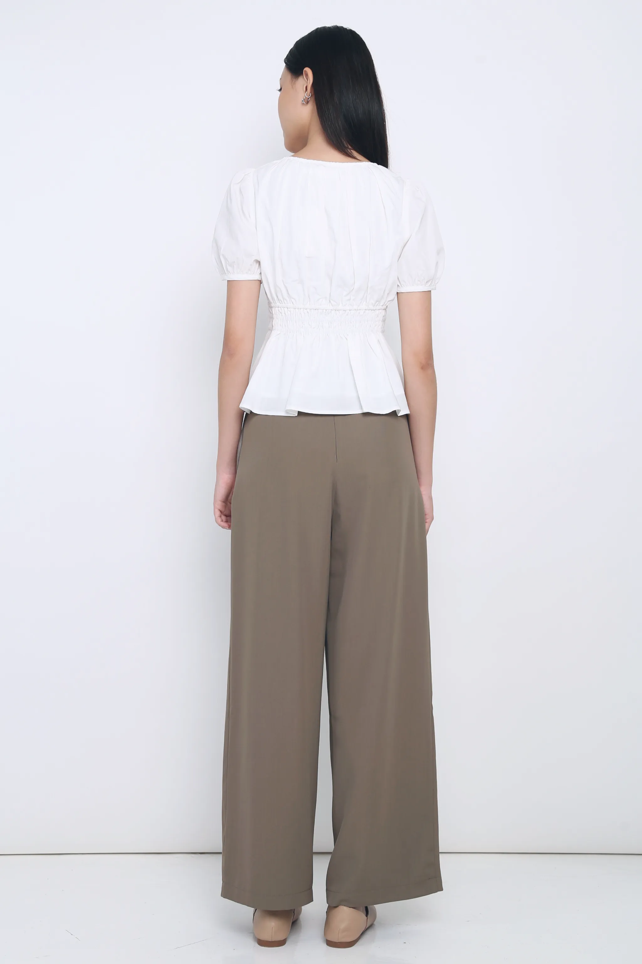 Eulalie Pleated Smart Pants Brown