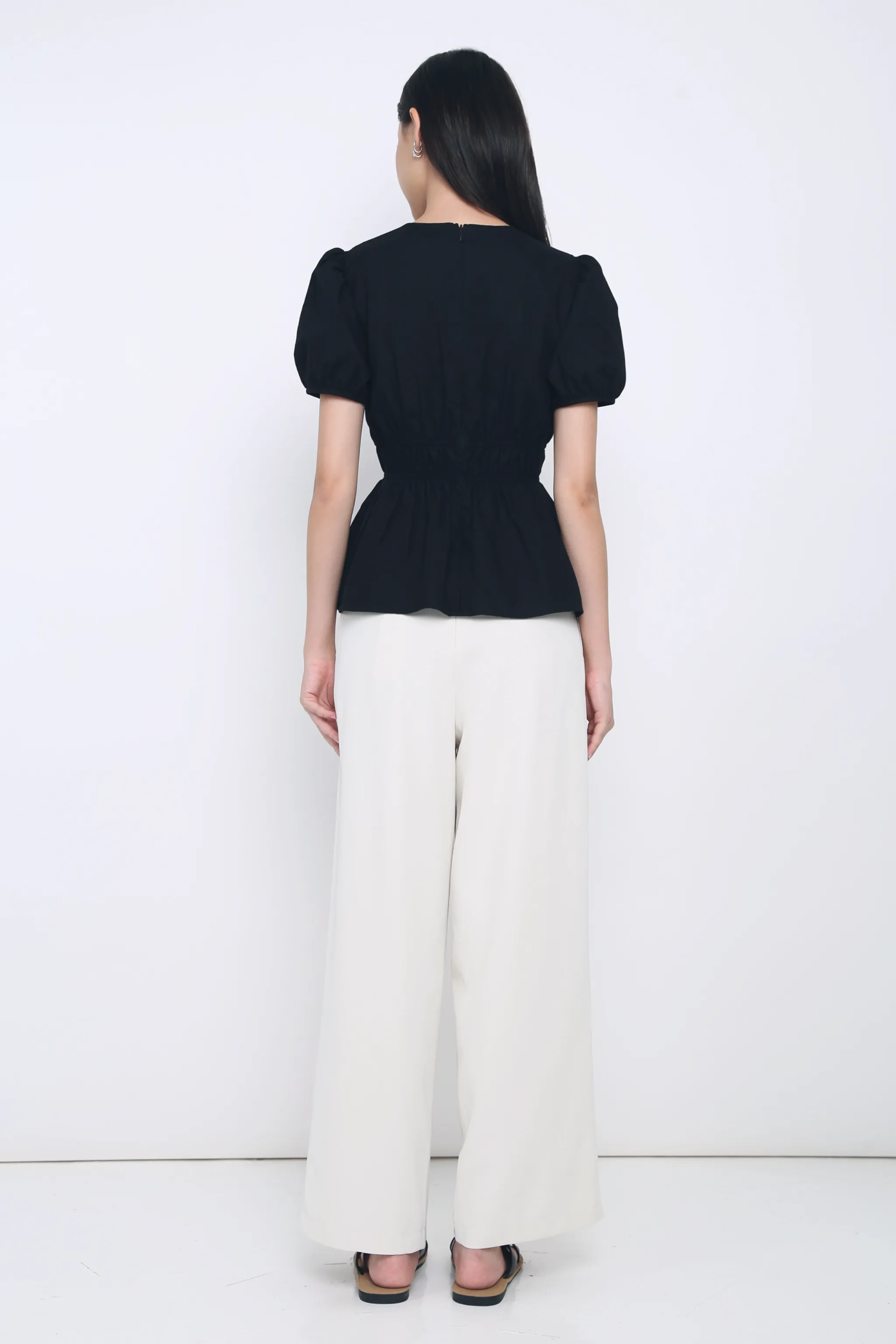 Eulalie Pleated Smart Pants Cream