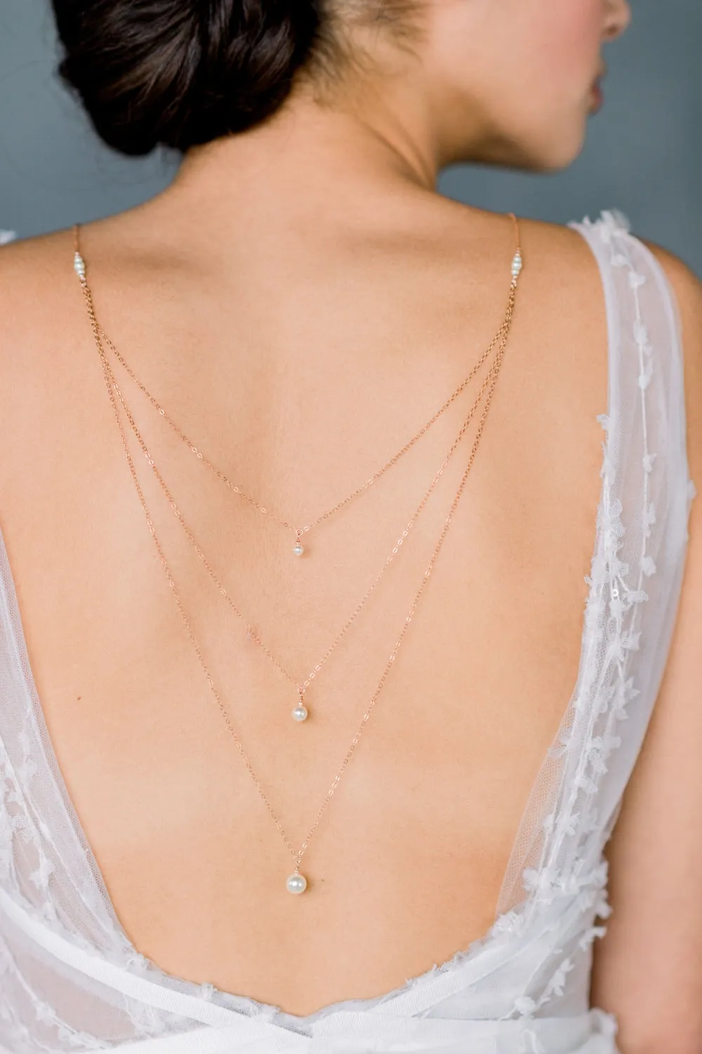 EVONNE Pearl Bridal Back Necklace
