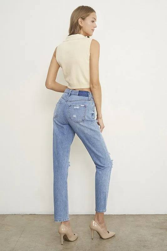 High Rise Distressed Girlfriend Jeans *Online Only*