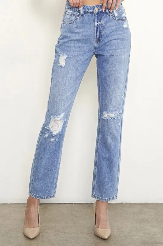 High Rise Distressed Girlfriend Jeans *Online Only*