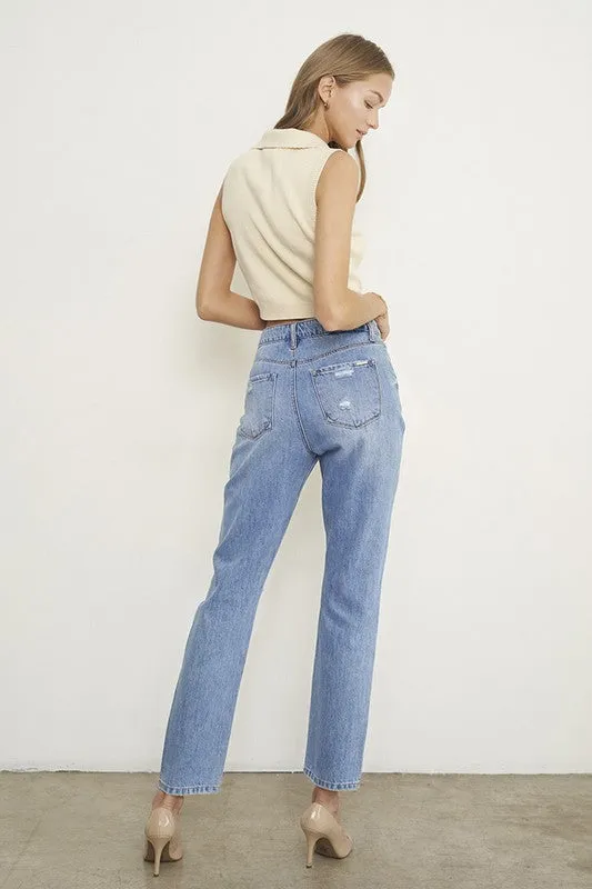 High Rise Distressed Girlfriend Jeans *Online Only*