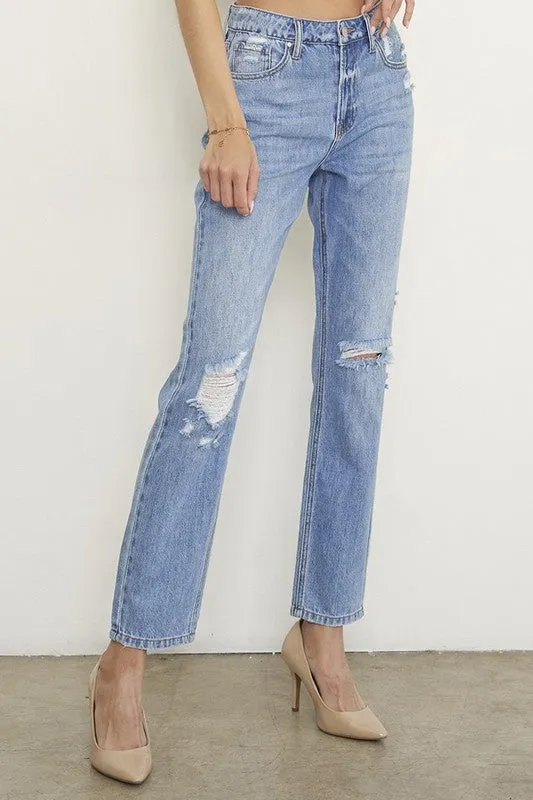 High Rise Distressed Girlfriend Jeans *Online Only*