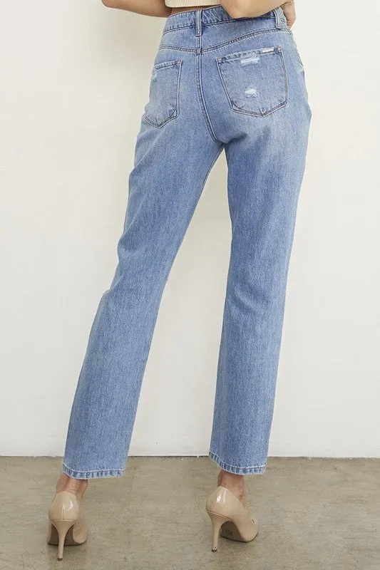 High Rise Distressed Girlfriend Jeans *Online Only*