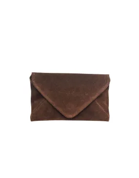 KJC Adrianna Suede Envelope Wallet In Chocolate