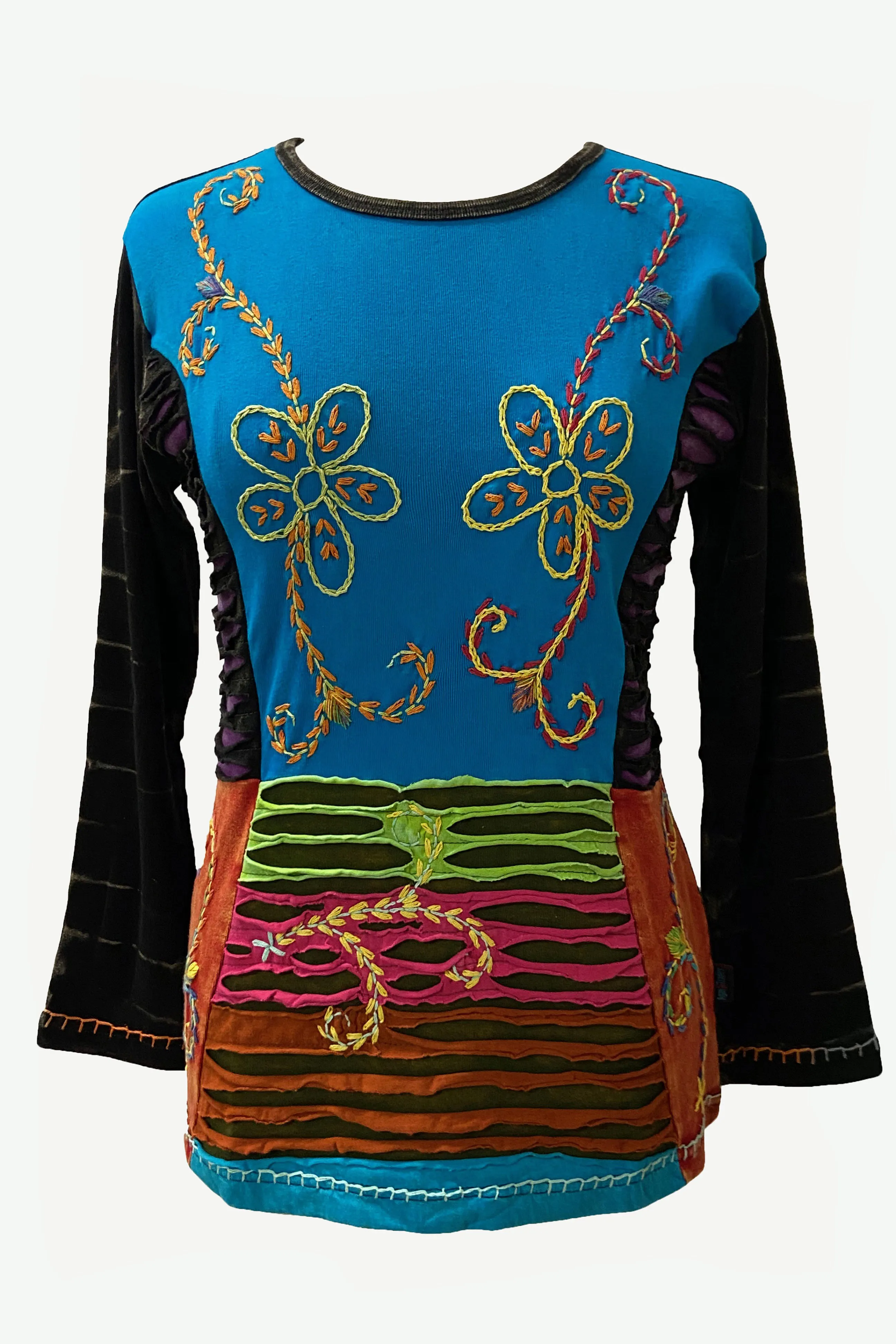 R 220 Embroidered Pastel Razor Cut Tie Dye Bohemian Blouse