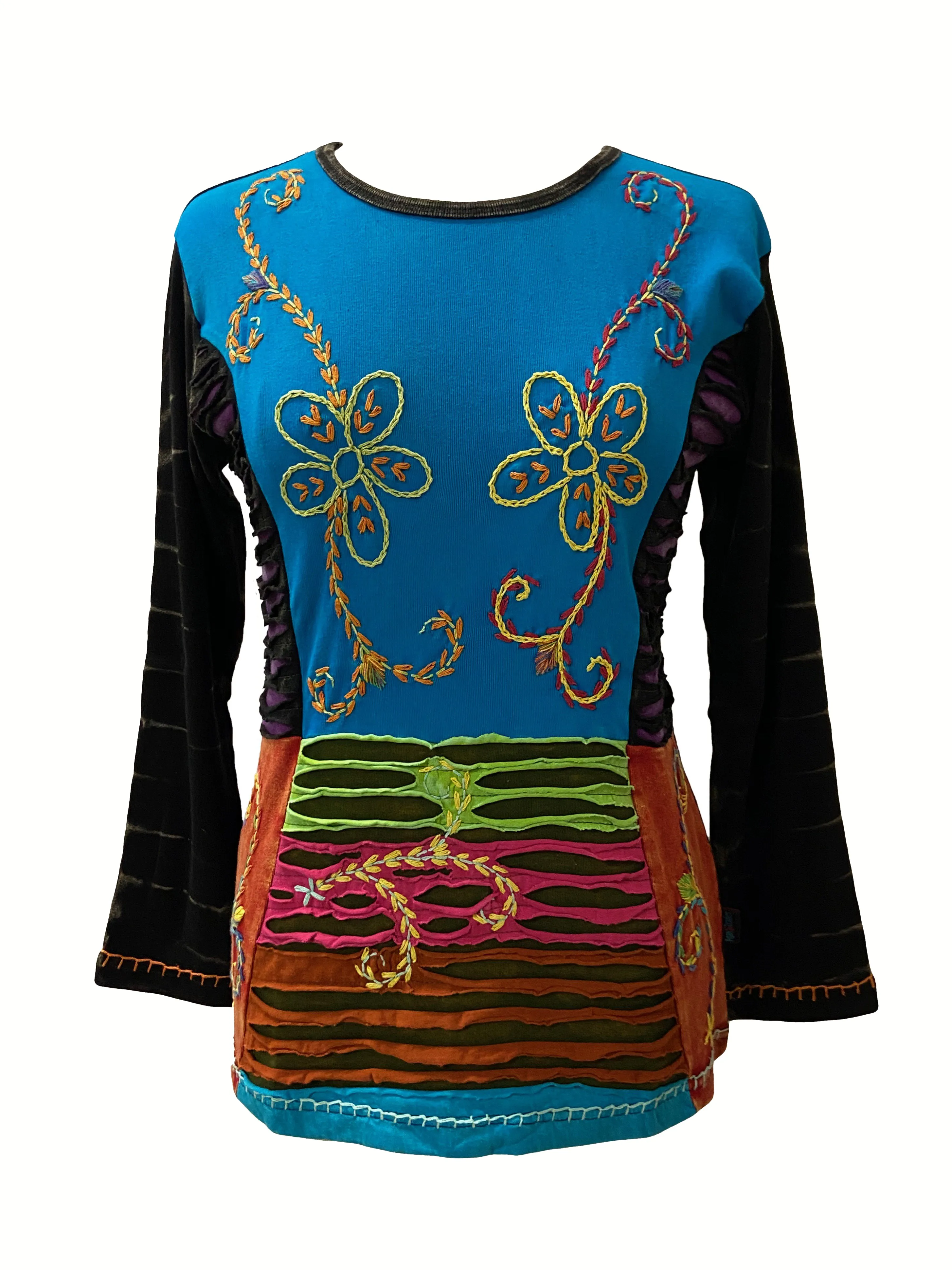 R 220 Embroidered Pastel Razor Cut Tie Dye Bohemian Blouse