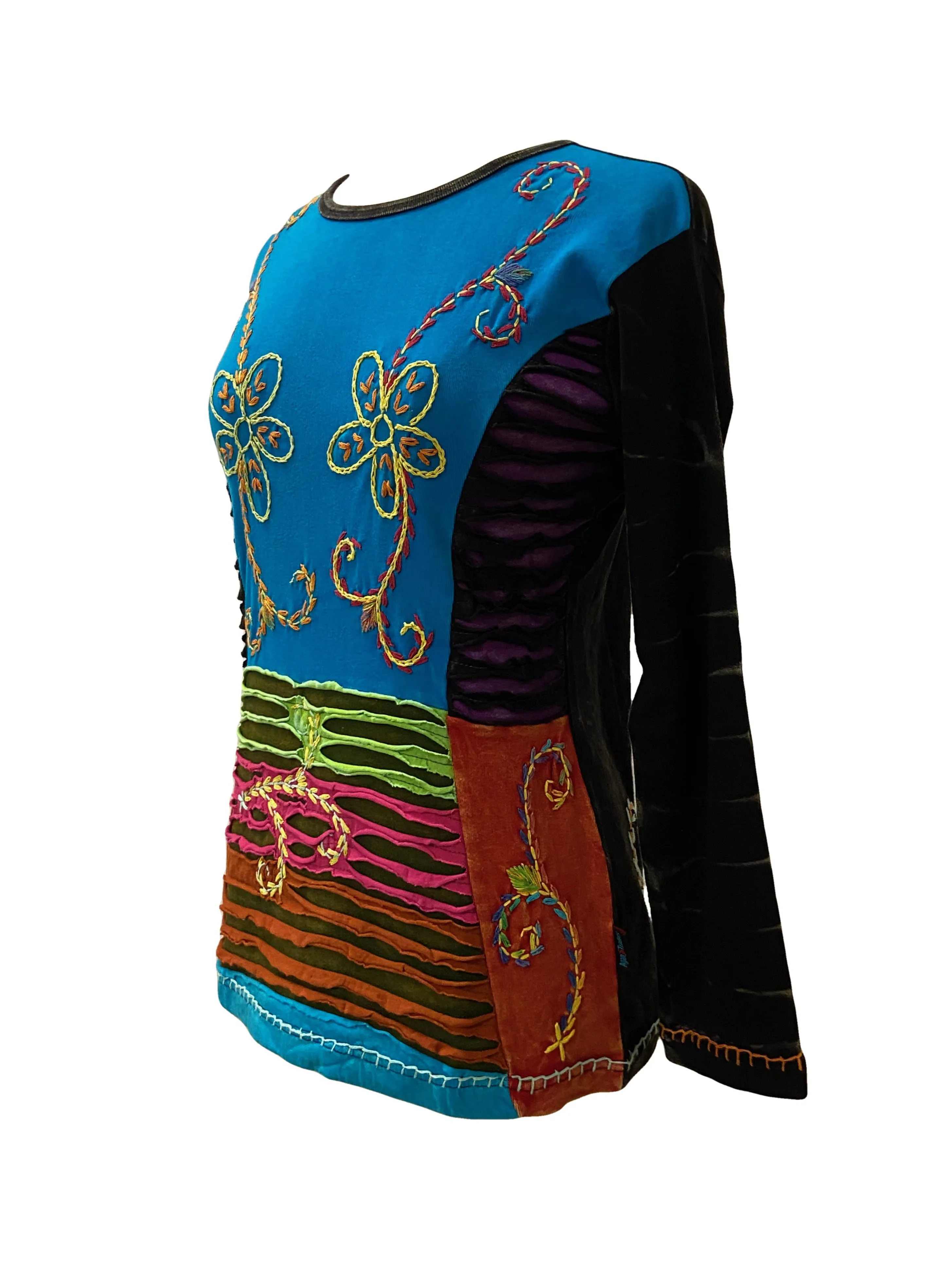 R 220 Embroidered Pastel Razor Cut Tie Dye Bohemian Blouse