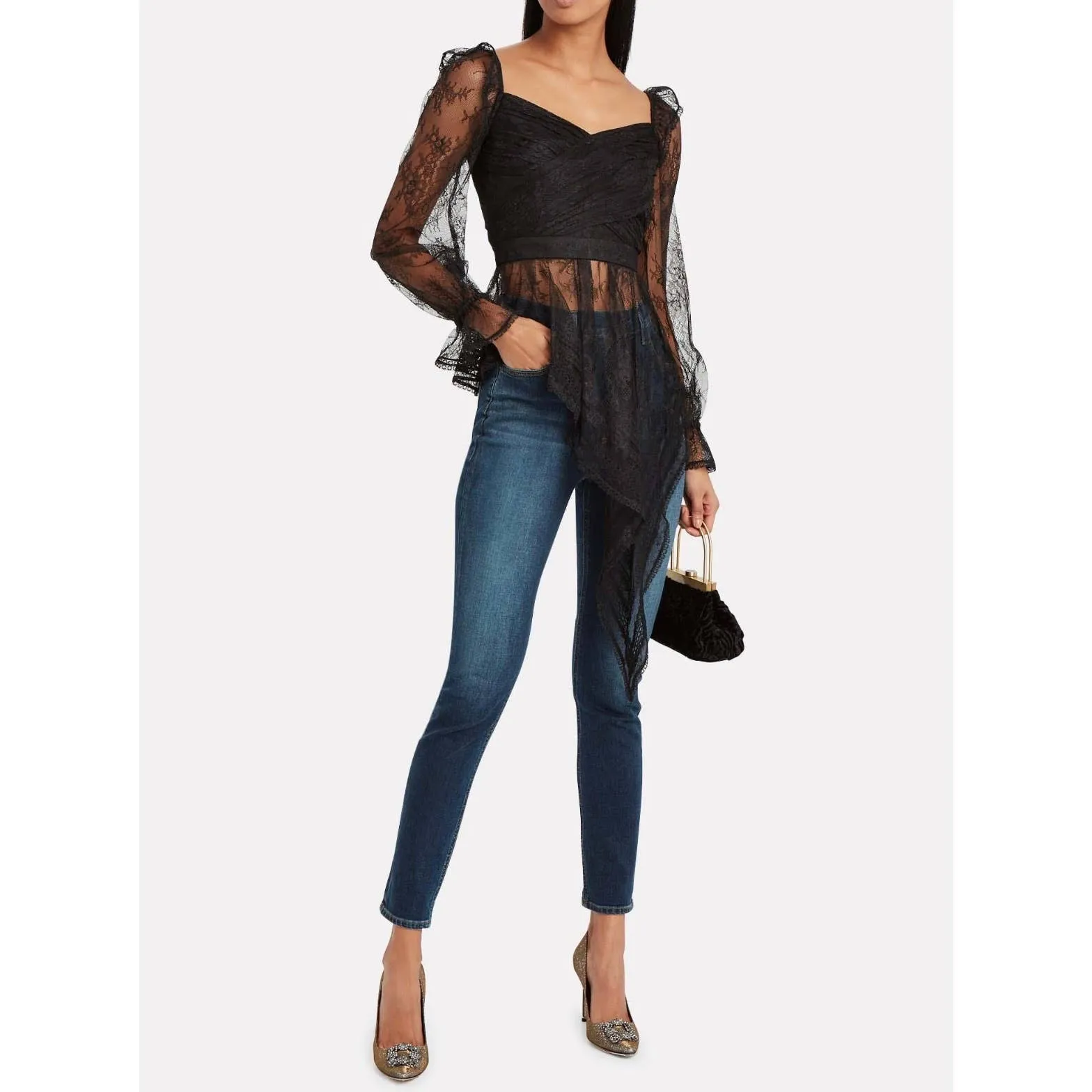 Self Portrait Black Lace Wrap Top Size 2 Black New