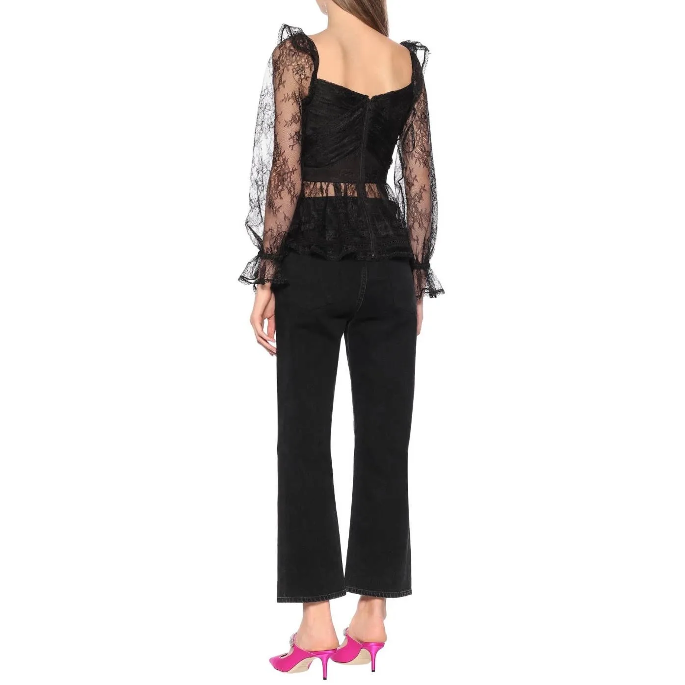 Self Portrait Black Lace Wrap Top Size 2 Black New