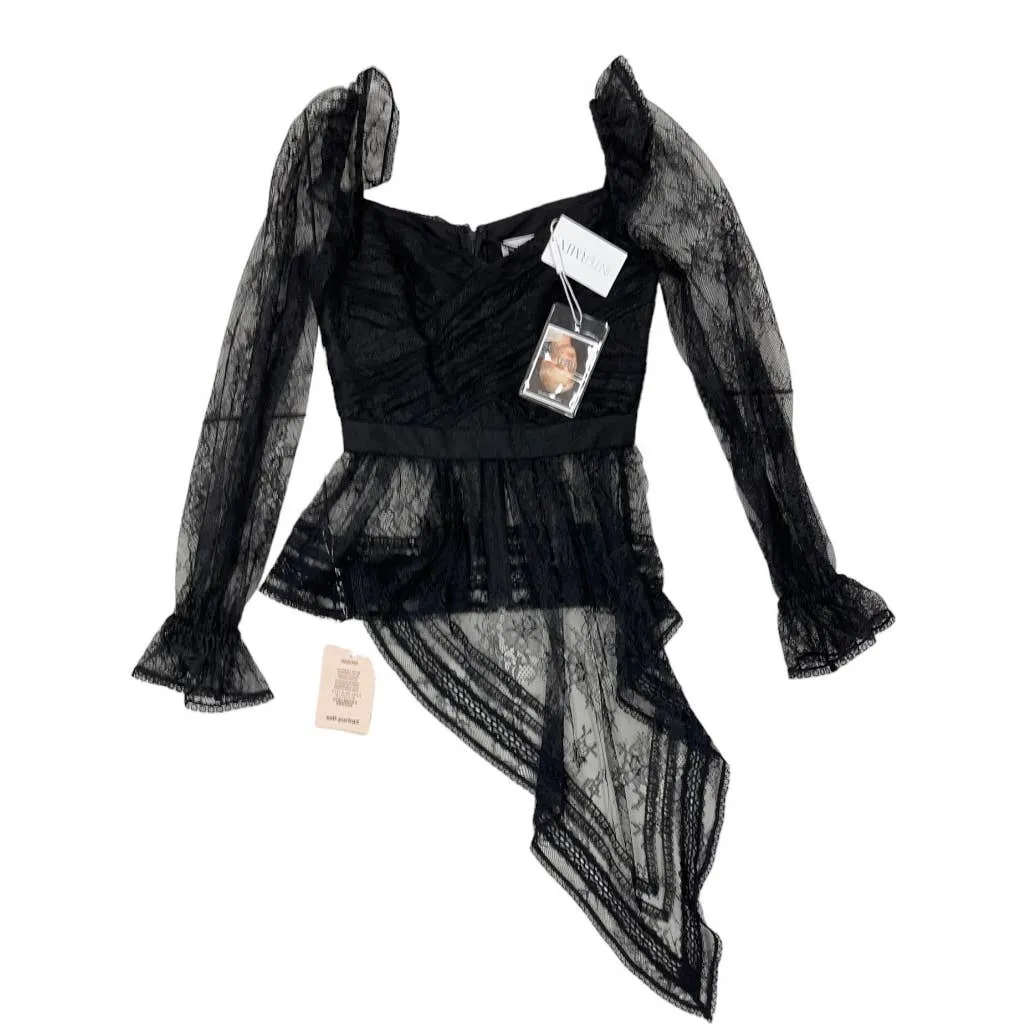 Self Portrait Black Lace Wrap Top Size 2 Black New