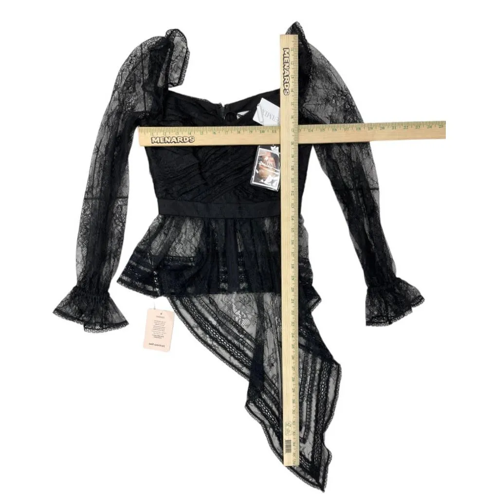 Self Portrait Black Lace Wrap Top Size 2 Black New