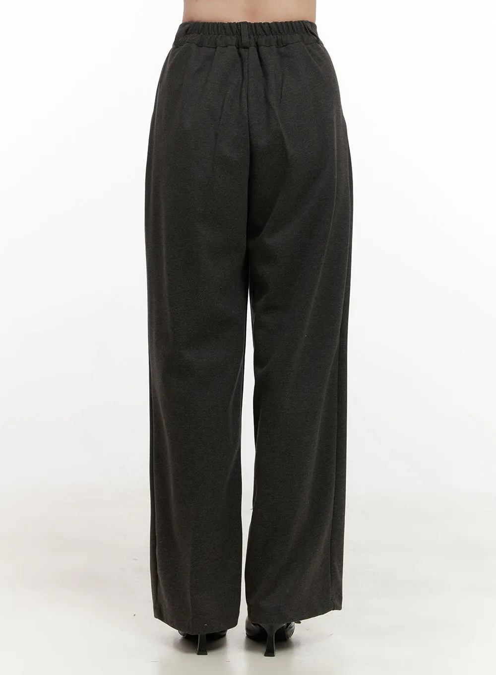 Tailored Solid Polyester Wide-Leg Pants OD417