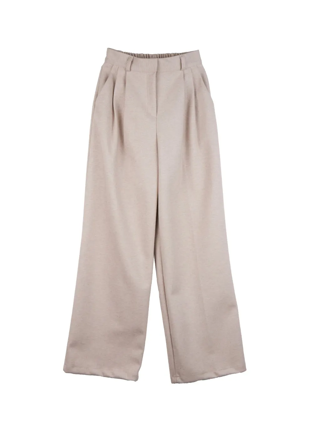 Tailored Solid Polyester Wide-Leg Pants OD417