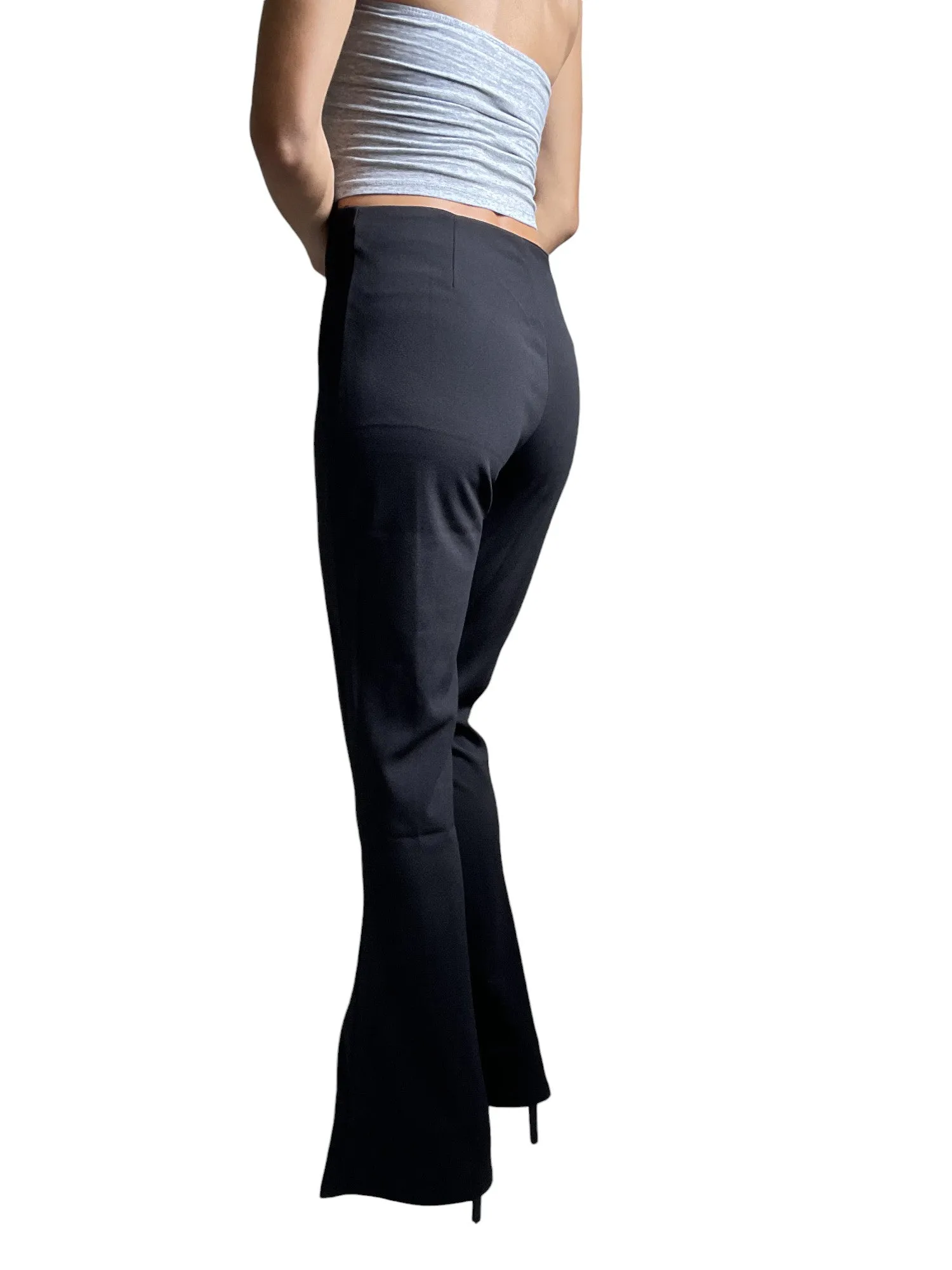 Women's Black Dressy Work Office Stretchy Slim high waisted flared pants