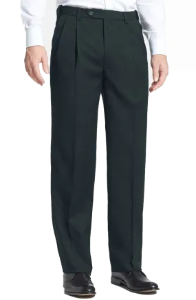 Worsted Wool Gabardine<br>Self Sizer Pleated<br>Long Rise